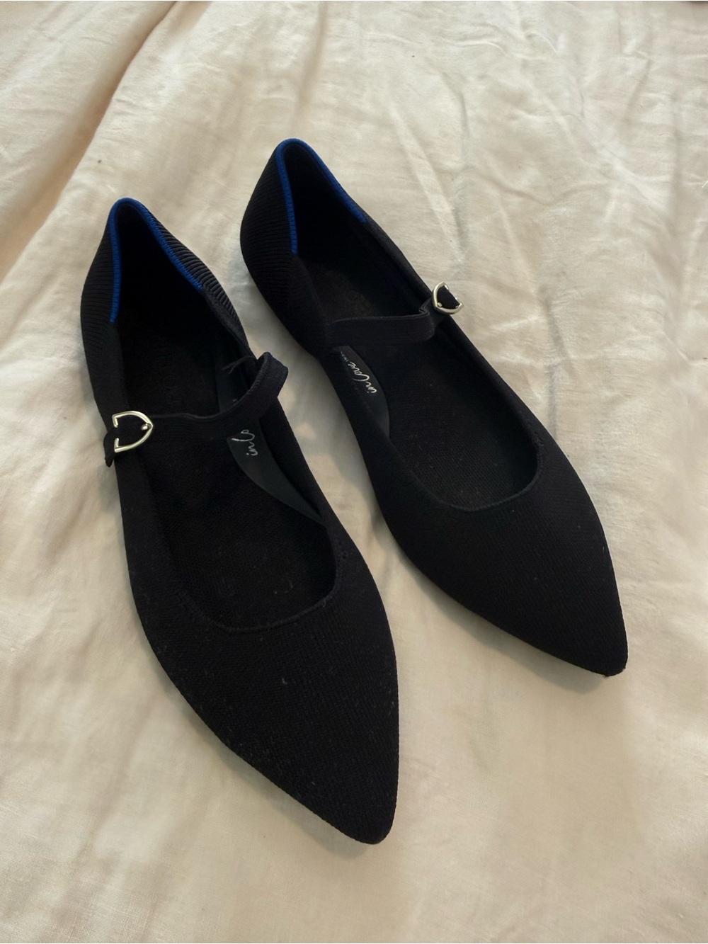 Rothy’s Women's Black Pointed Mary Jane Flats EUC 1264